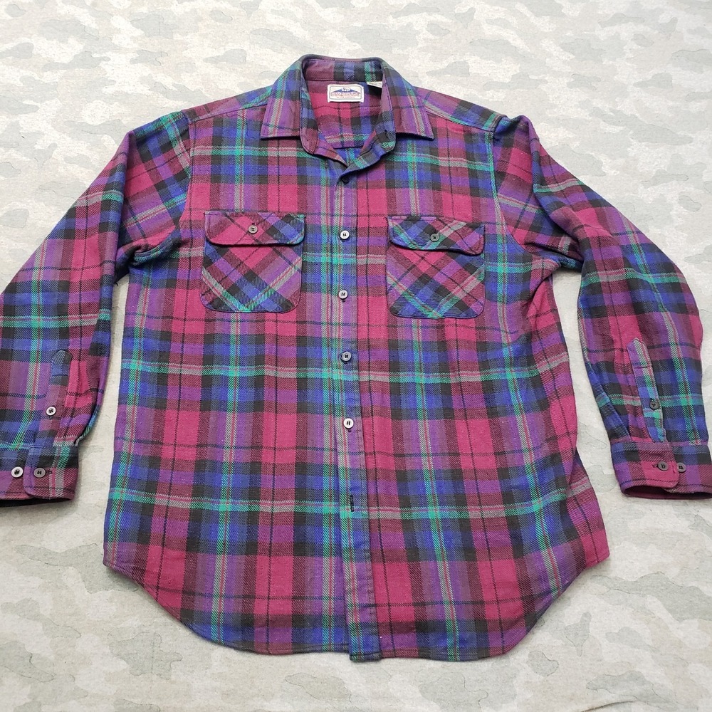 VTG Dakota By Five Brothers Shirt Mens Large Purple Flannel Long Sleeve Button